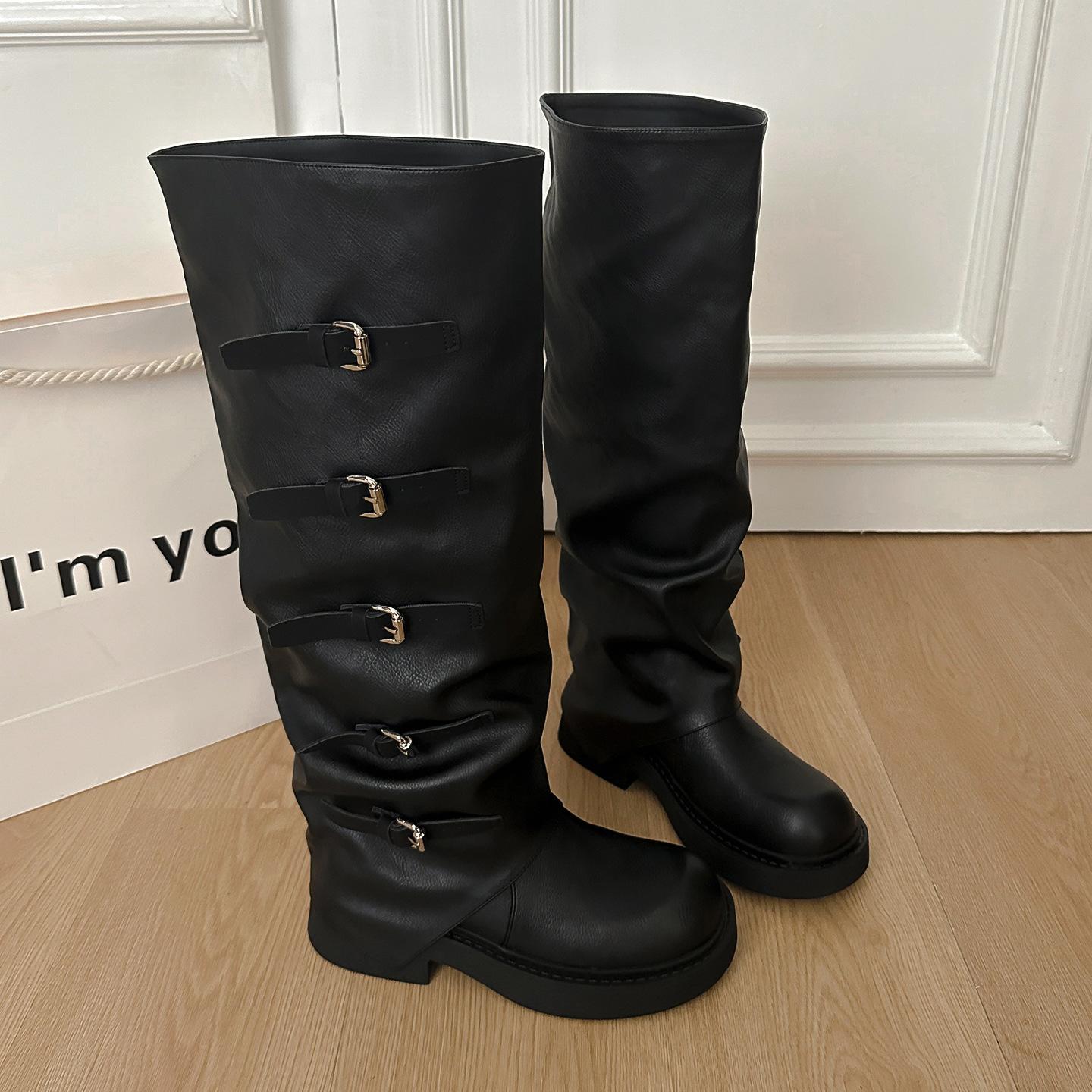 

Maillard but knee boots women s 2025 new autumn retro stacking pants tube boots thick heel tall knight boots 35