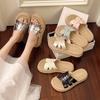 Slippers women's thick-soled versatile women's sandals one-word drag summer silver outer wear 2025 popular shoes casual new models