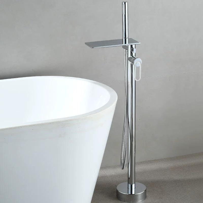 Tuqiu Black Bathroom Bathtub Faucet + Handheld Shower Free Standing Luxury Chrome Waterfall BathTub Mixer Taps Floor Mounted