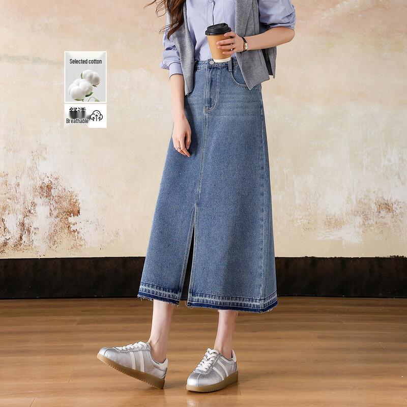 Demana Women s Cloud Blend Mid-Length Denim Skirt XL