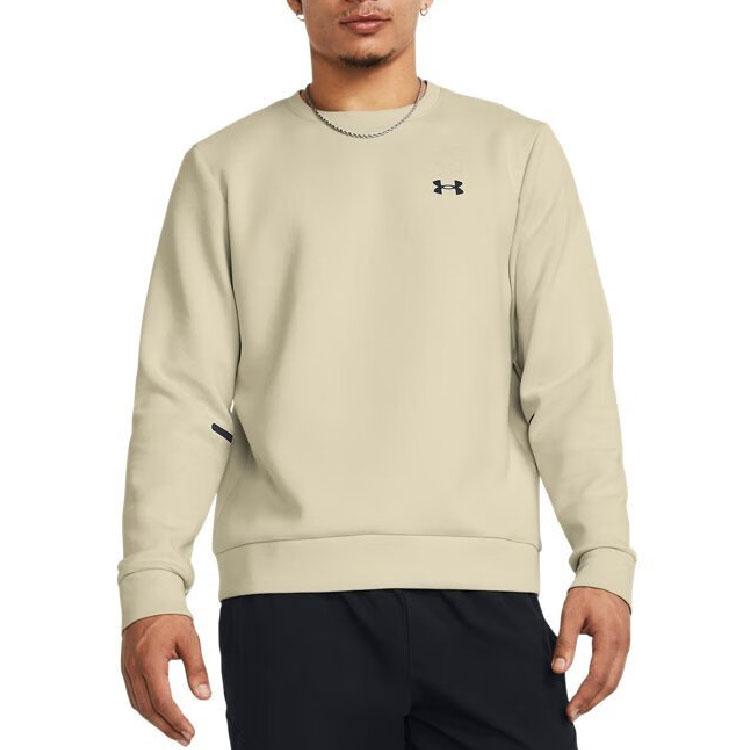 Under Armour Solid Color Training Crew Neck Long Sleeve Sweatshirt Men sweatshirt Dusty-Pink Gray 1381688-273