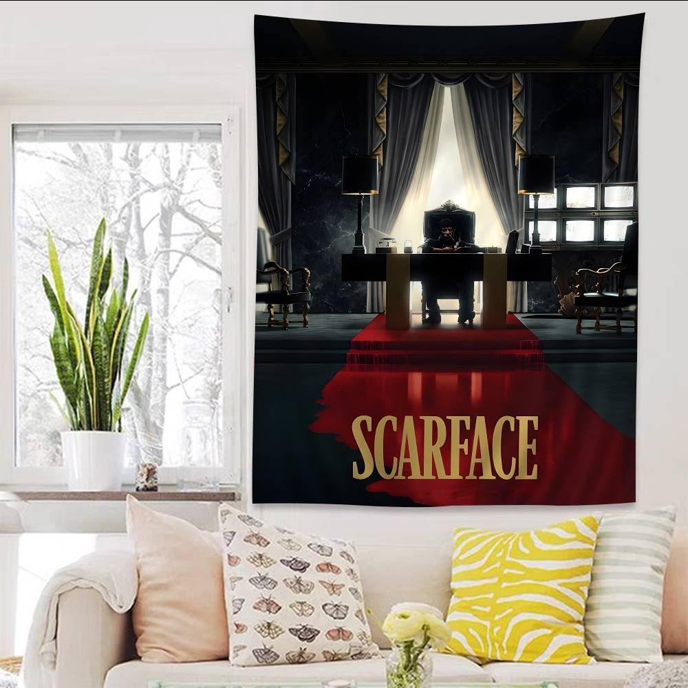 Movie SScarfaceS Cartoon Tapestry Art Science Fiction Room Home Decor Wall Hanging Sheets