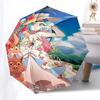 1pc Outdoor Umbrella with Floral Print and Character Design - Automatic Opening/Closing, Portable 3-Fold Design, 8-Bone Iron Frame - Perfect for
