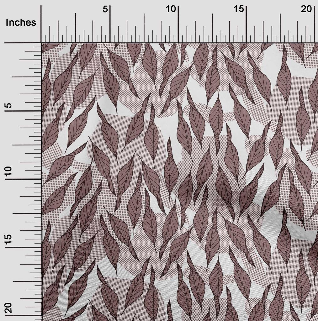 oneOone Cotton Cambric Dark Rose Brown Fabric Leaves Dress Material Fabric Print Fabric By The Yard 42 Inch