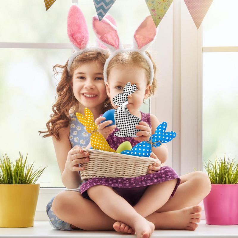 

Stuffed Fabric Rabbit 3-Piece Spring Bunny Ornament Rustic Holiday Centerpiece Easter Spring Rabbit Ornament Basket Stuffer For China Mainland