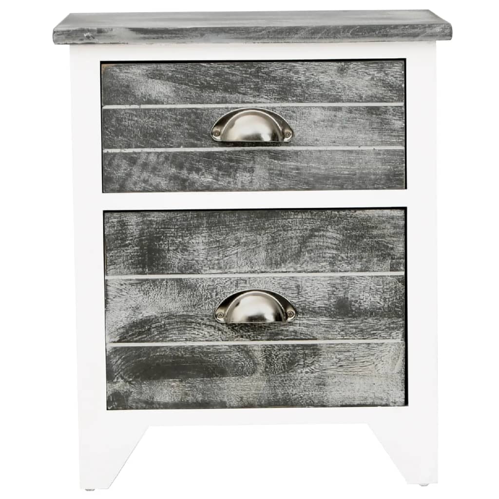Nightstand Gray and White 38 x 28 x 45 cm Paulownia Wood