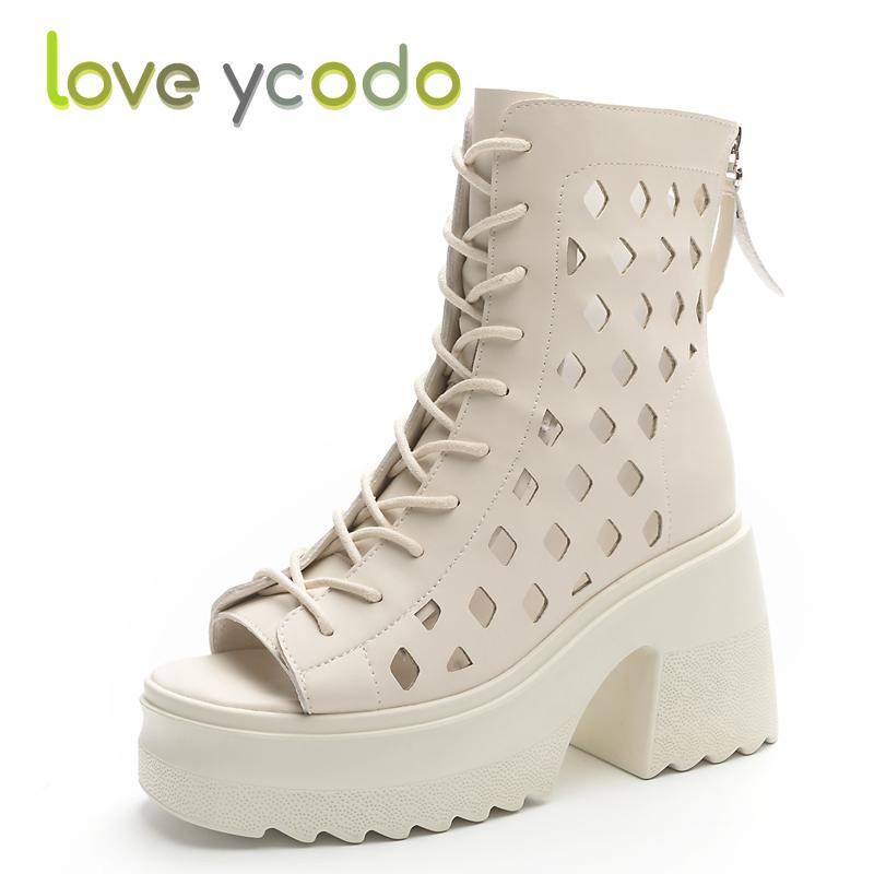 Dámské letní sandály na platformě na vysokém podpatku z přírodní kůže, dámské pohodlné prodyšné sandály pro volný čas