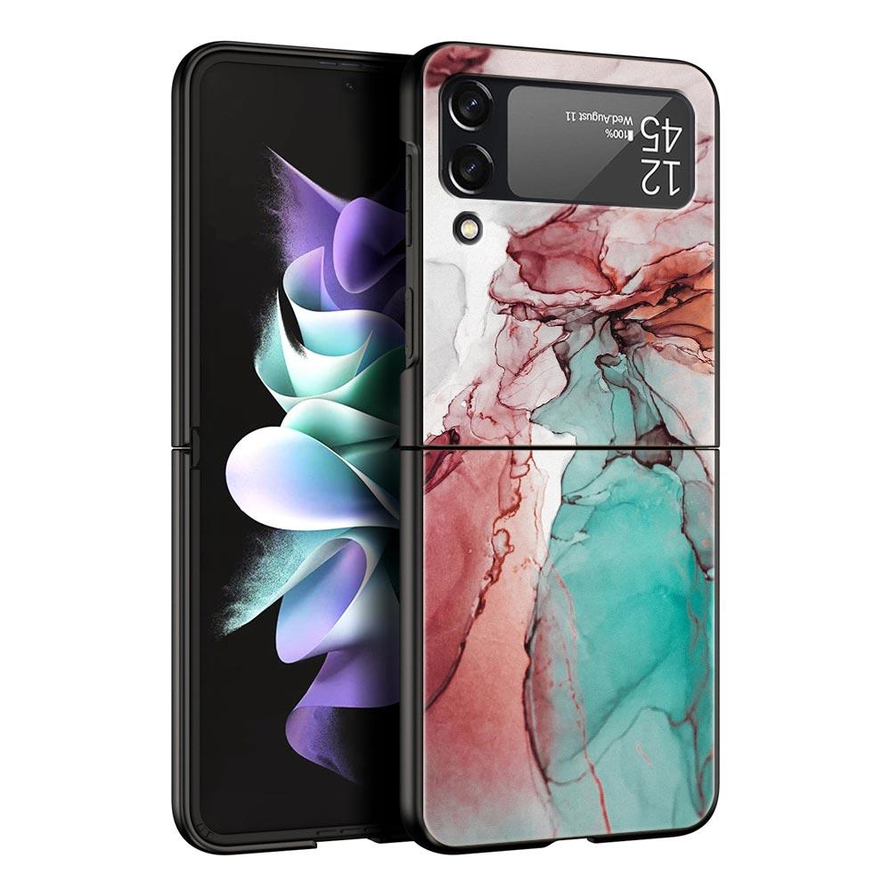 Vintage Marble Hard PC Phone Case For Samsung Galaxy Z Flip 7 6 5 4 Black Cover For Galaxy Z Flip 3 Foldable Shell Fundas Capas Z Flip 5