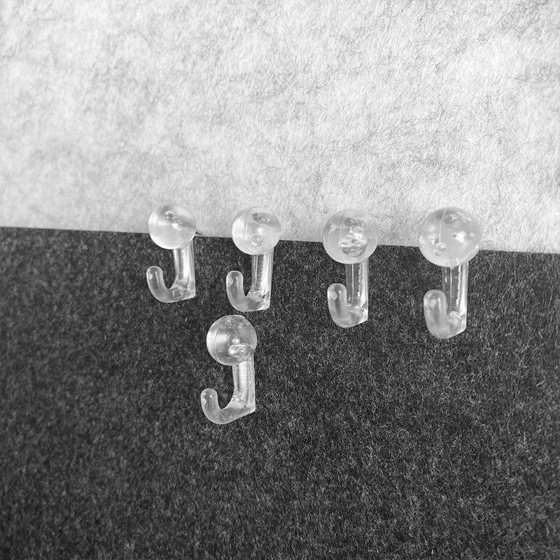 Box of 50 Transparent Push Pin Hooks for Cork and Felt Boards - T-Pins for Photos and Small Items.