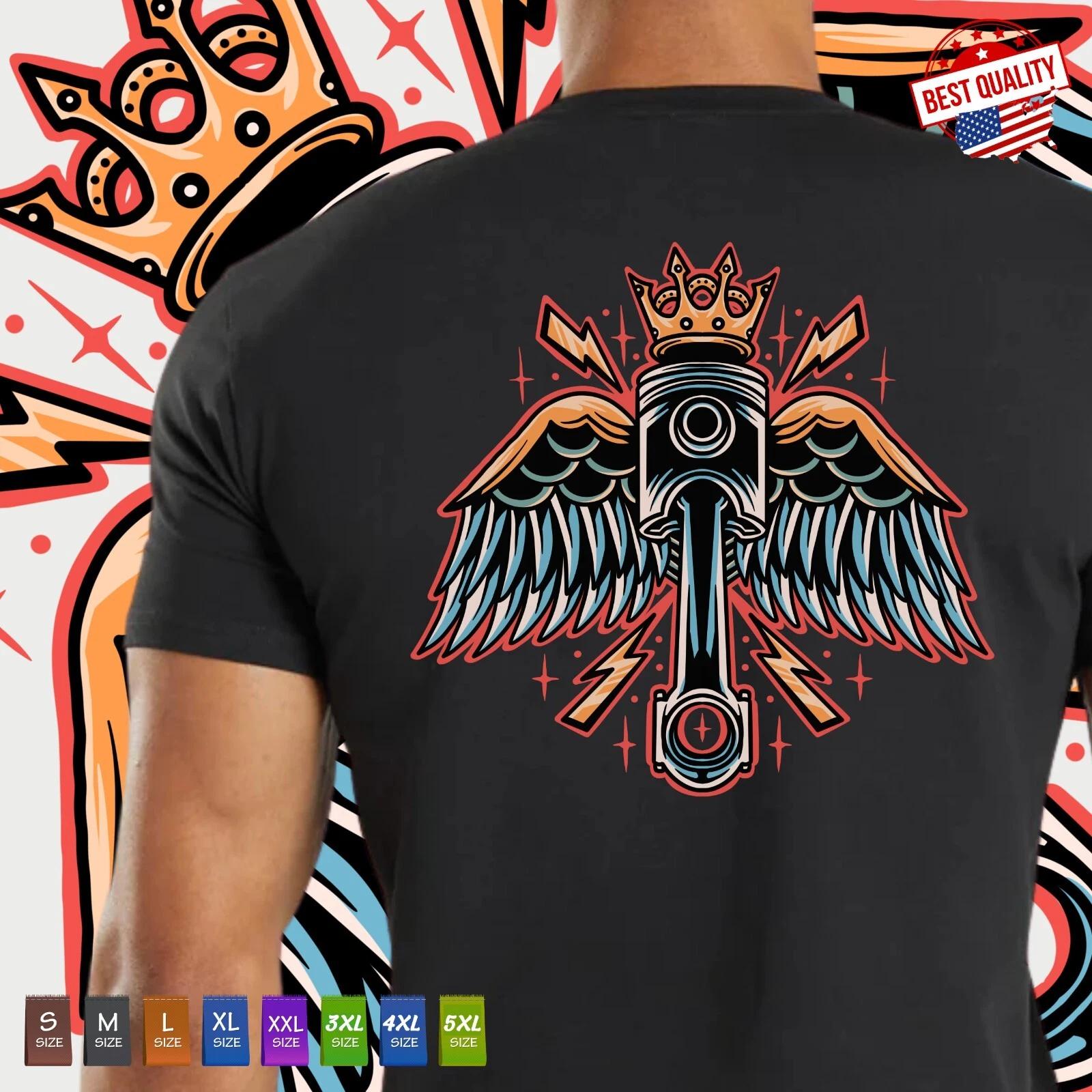 

King Motorcycle Vintage Old School T Shirt Printed Back Tattoo Mechanic Clothing L