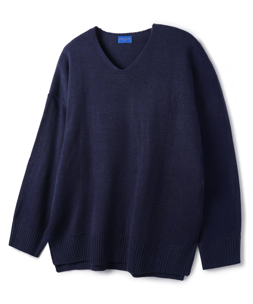 ALVINCLO [De Luxe] Side Slit Plain V-Neck Knit Dlx1504 (5 Colors)