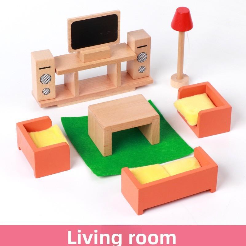 Simulering Mini Tre Soverom Kjøkken Stue Barn Scenesett Leke