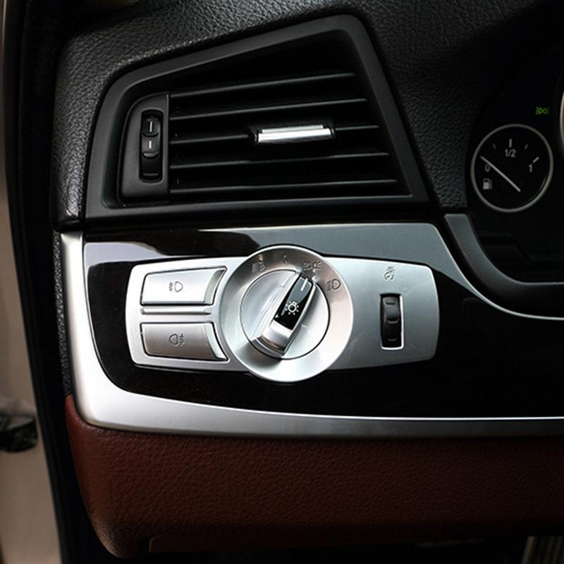 4Pcs/Set Headlight Switch Rotation Button Head Light Lamp Control Panel For BMW 5 6 7 Series X3 X4 Silver Replacement
