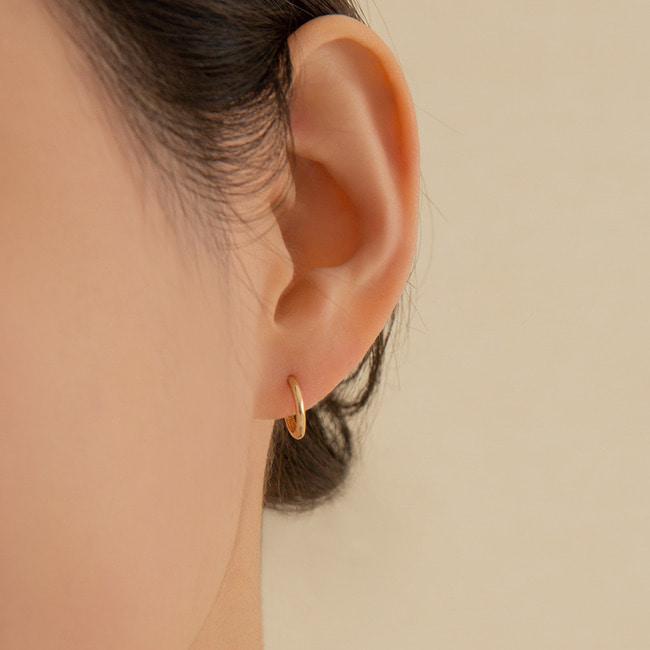 Lunne 14K Simple Round One-Touch Ring Earrings (14K Gold) A01