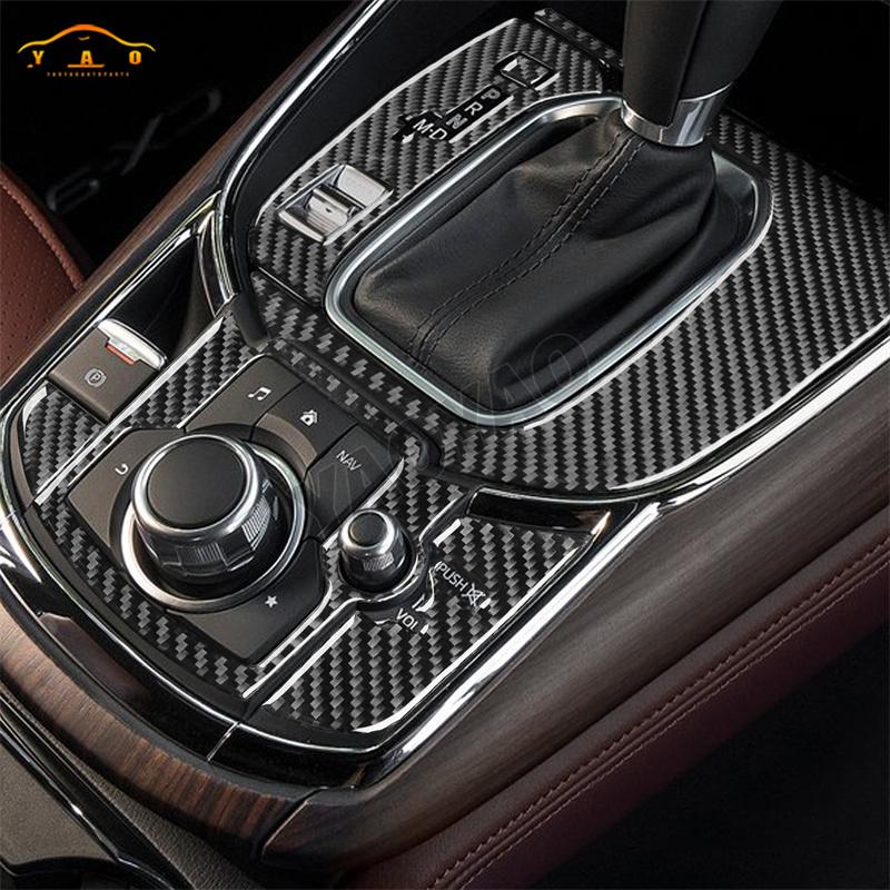 Carbon Fiber For Mazda CX-9 2016-2023 Car Central Control Knob Button Decorative Frame Cover Trim Sticker