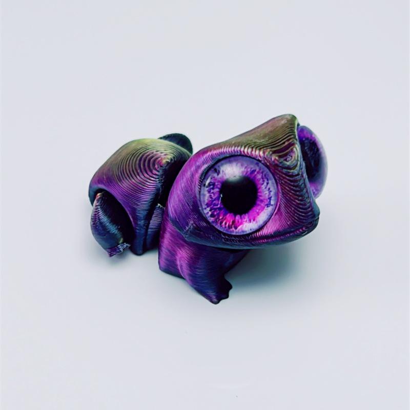 3D Printed Big-Eyed Gecko Frog Ornament – Cute Jointed Mini Frog Toy Gift