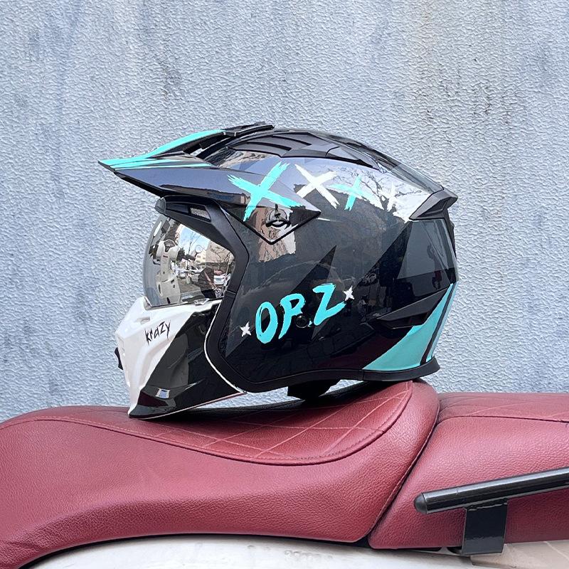 Street Fighter Motorcycle Helmet Men's and Women's Full Helmet Four Seasons Locomotive Retro Detachable Combination Helmet