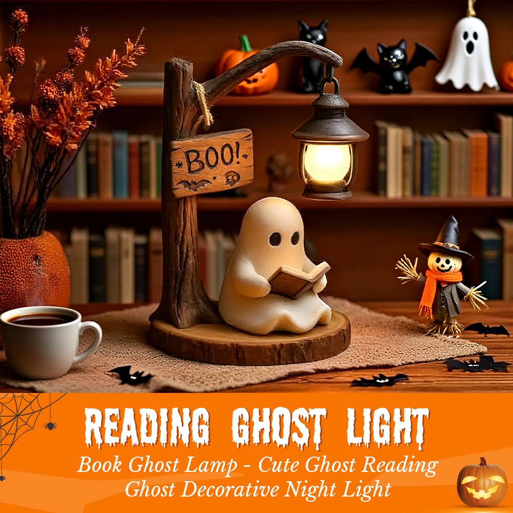 New 3D resin Halloween warm light with reading ghost night light brown 1 pieces