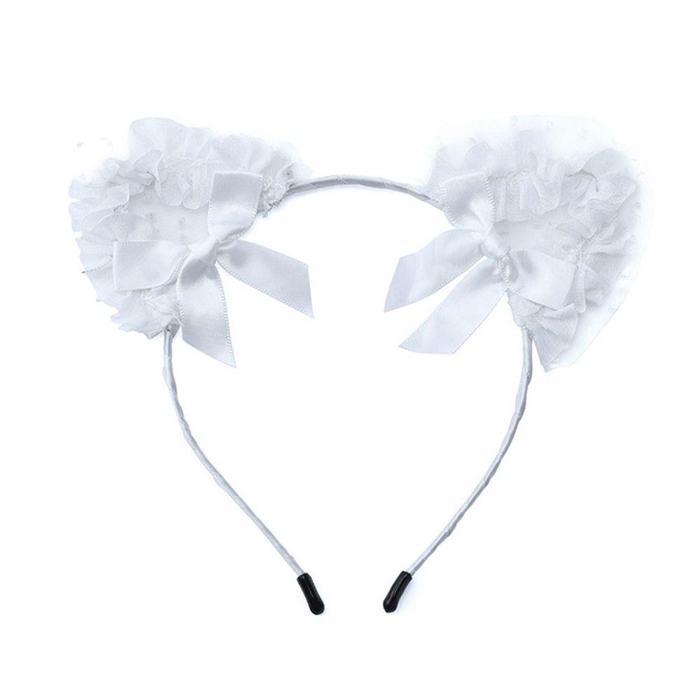 Bow Cat EarsHairband Head Bezel Hair Band Cute Lace Headband Lady