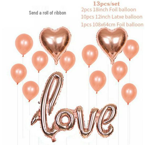 Rose Gold Glitter Wedding Balloon Set: LOVE Aluminum Foil Balloons for Ceremony and Venue Decoration.