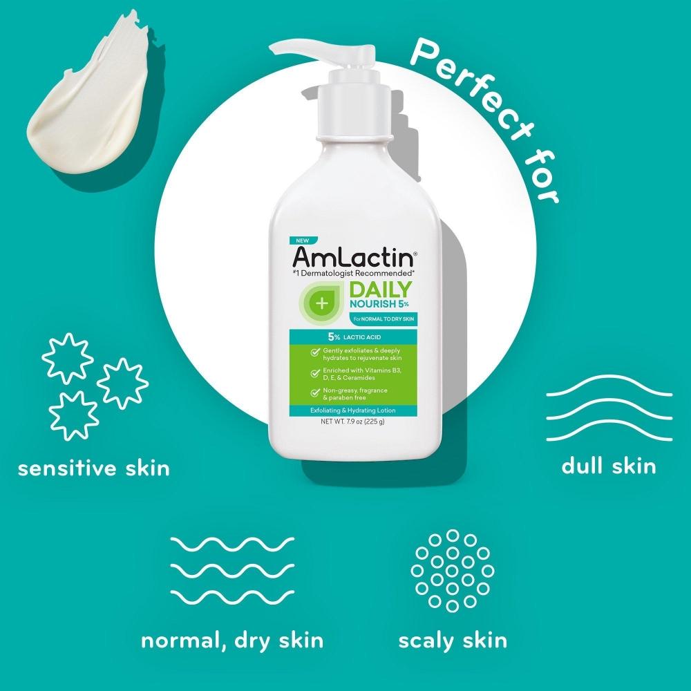 Amlactin Daily Nourish Lotion With 5  Lactic Acid Aha 7.9 Oz