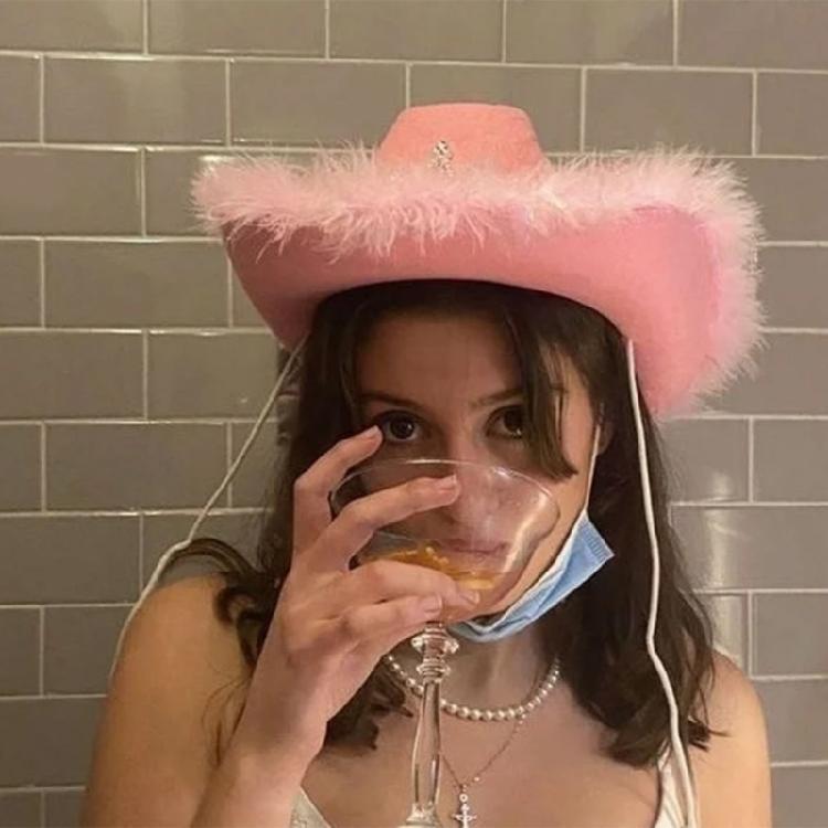 Large Brim Cowgirl Hat Women Music Festival Felt Hat Wedding Party Cowboy Cap