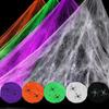 Halloween Stretchy Artificial Spider Web, White Scary Fake Cobweb, Haunted House Horror Props for Home Party Indoor Outdoor Decoration