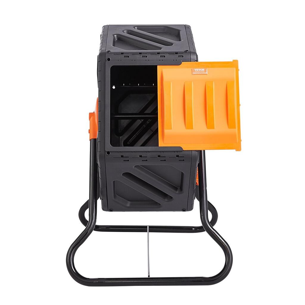 Compost Bin, 18.5-Gal Small Composting Tumbler, Compact Single Rotating Chamber with Sliding Door and Steel Frame, BPA Free Composter Bin Tumbler for