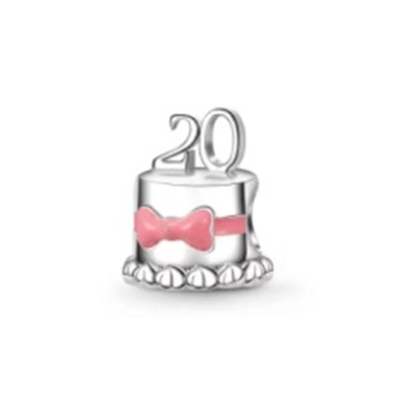 New Copper Air Balloon Charm Happy Birthday Pendant Bead Cake Pendant Fit Original European Bracelet Diy Women