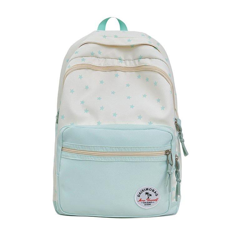 Schoolbag Korean Version Solid Color Cartoon Star Backpack Bag Women's Fashion Casual Versatile College Style Student Schoolbag Cute Backpack