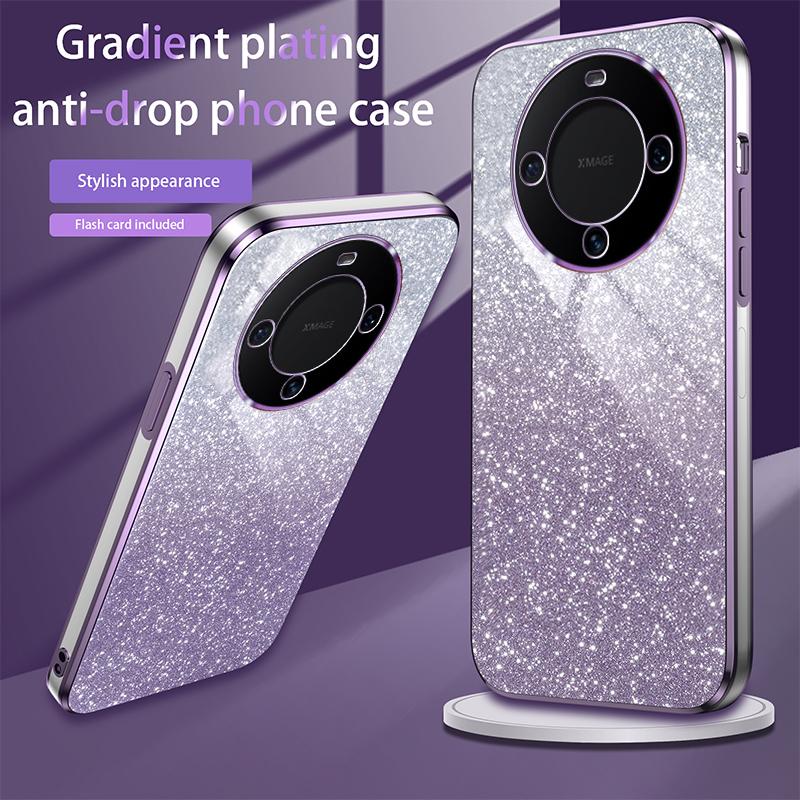 Glänzende Glitzerbeschichtung Silikonhülle für Huawei Mate 60 50 40 30 Pro Kameraobjektiv Weiche Rückabdeckung