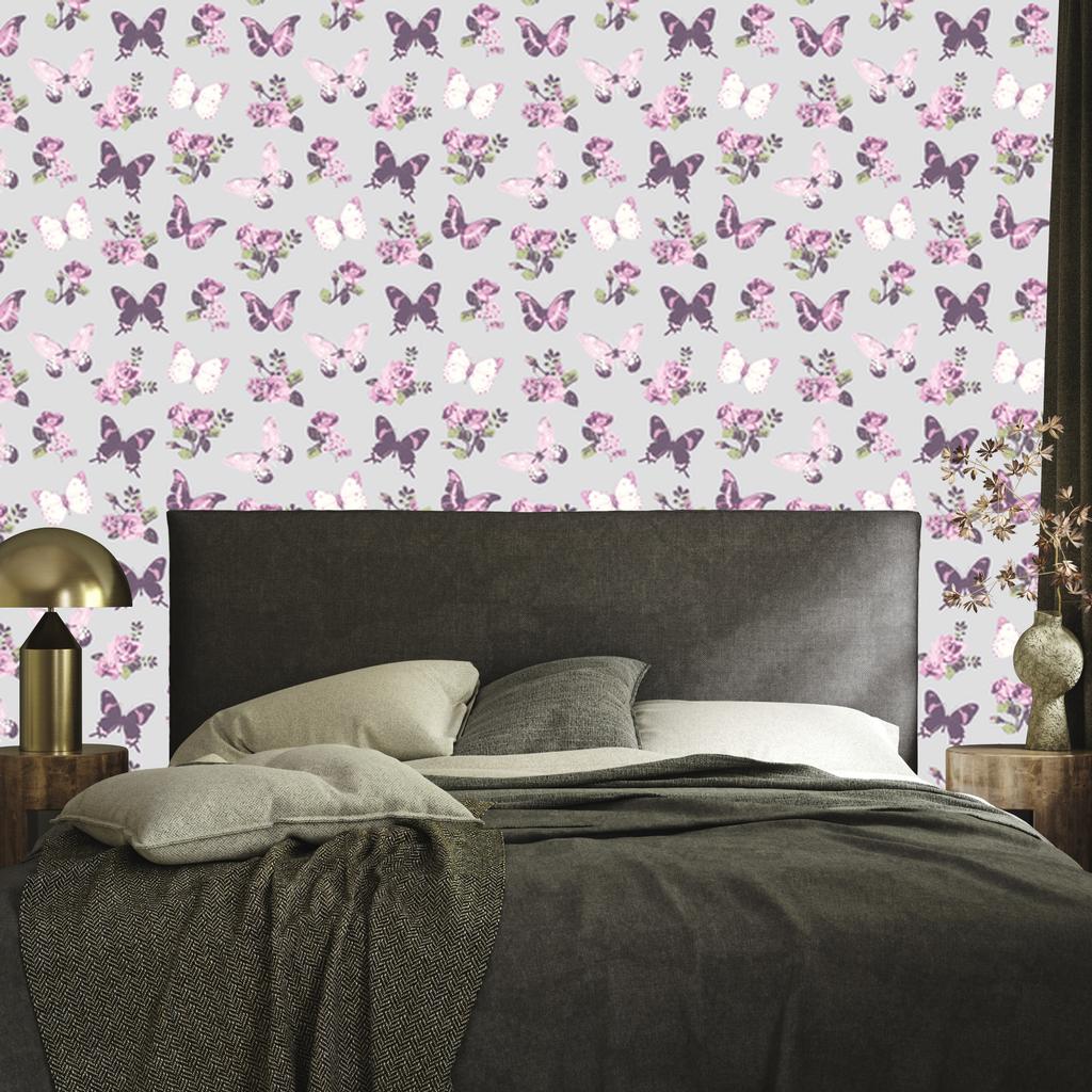 Wallpaper Butterflies Roses Flowers and Nature for Living Room and Bedroom 50x1000