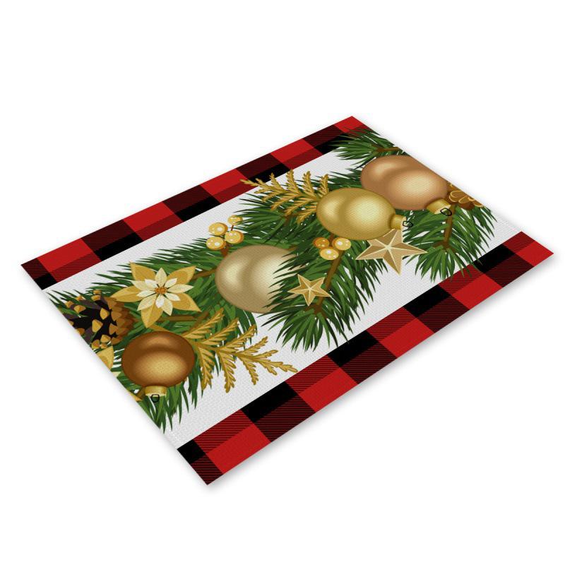 Festive Christmas Linen Table Mats - Heat Resistant Western Style Decor