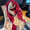 New Korean Celebrity Style Winter All Match Rhombus Flower Imitation Cashmere Scarf Shawl Dual Purpose Warm Scarf Women's Shawl