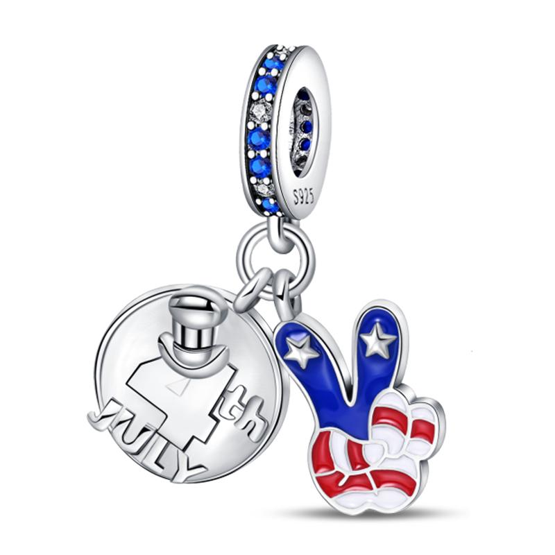 Charms Fit Pan S925 Silver American Style USA Eagle Independence Day Camera Passport Beads Original Bracelets DIY Fine Jewelry