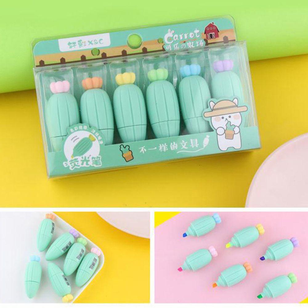 LUNCK Stationery Students Office Supplies Writing Supplies Kawaii Fruit Highlighter Set Marker Pen Oblique Head green