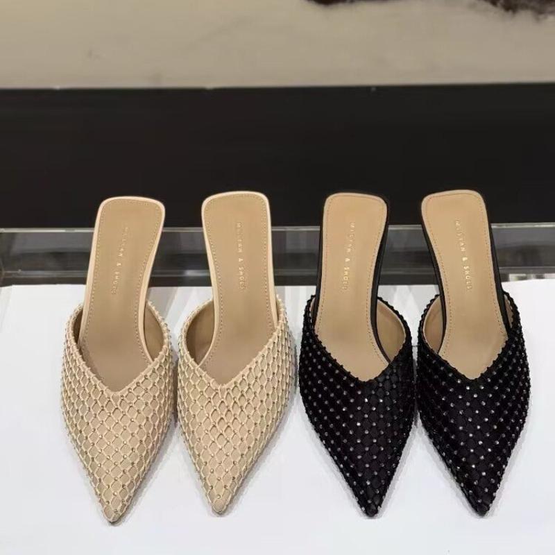 Mode Kristall Spitzschuh High Heels Damen Slipper Sexy Mules Schuhe Neue Sandalen 2025 Trend Kleid Party Sommer Slingback Damen Pumps