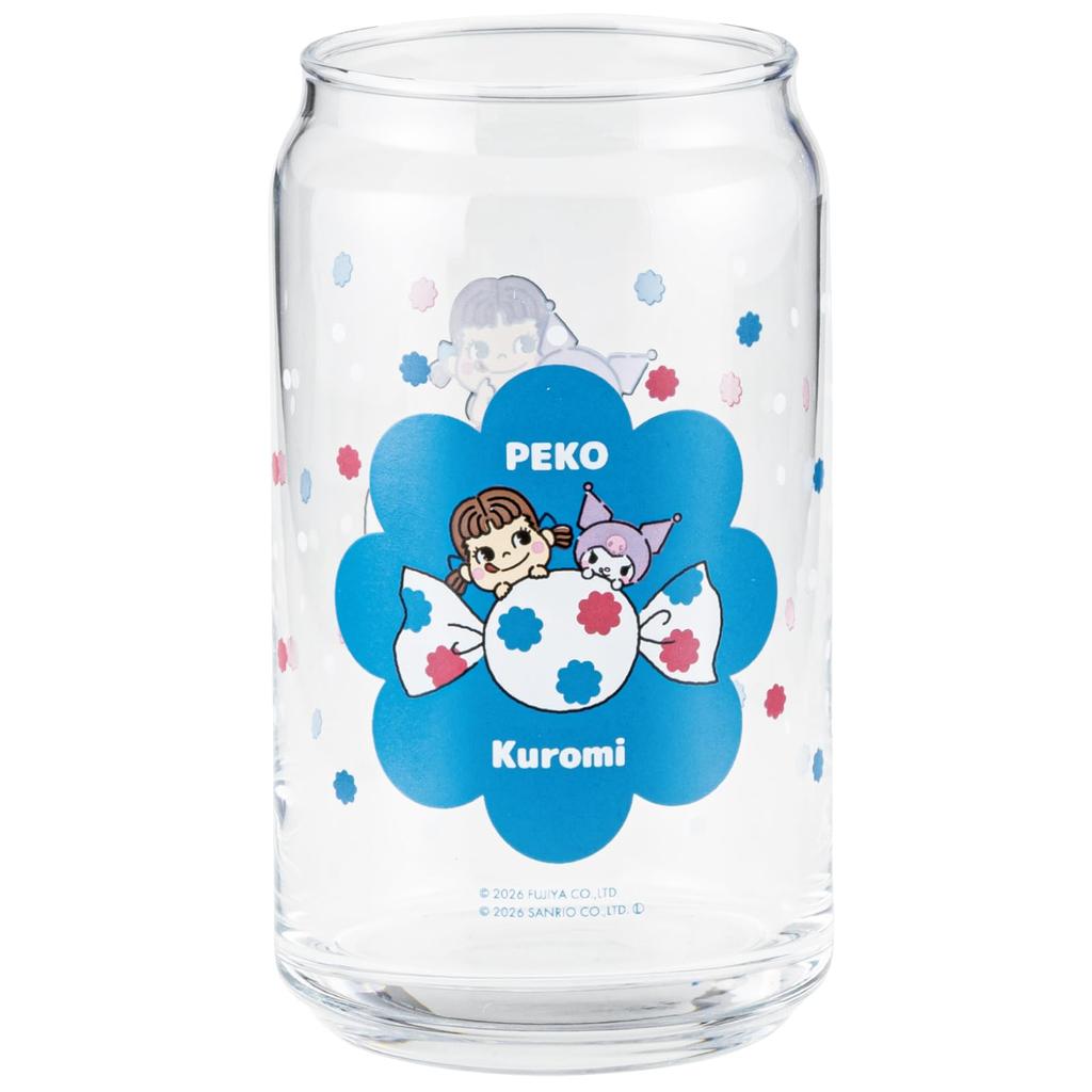 Sanrio x Fujiya Kuromi Juice Birthday Made in Peko-chan & Can-Shaped Glass, Approx. 360ml, Blue, Goods, Tableware, Gift, Women, Children, Japan,