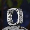 Vintage Carved Square Stainless Steel Rings For Men Punk Trendy Domineering Jewelry Boyfriend Gift