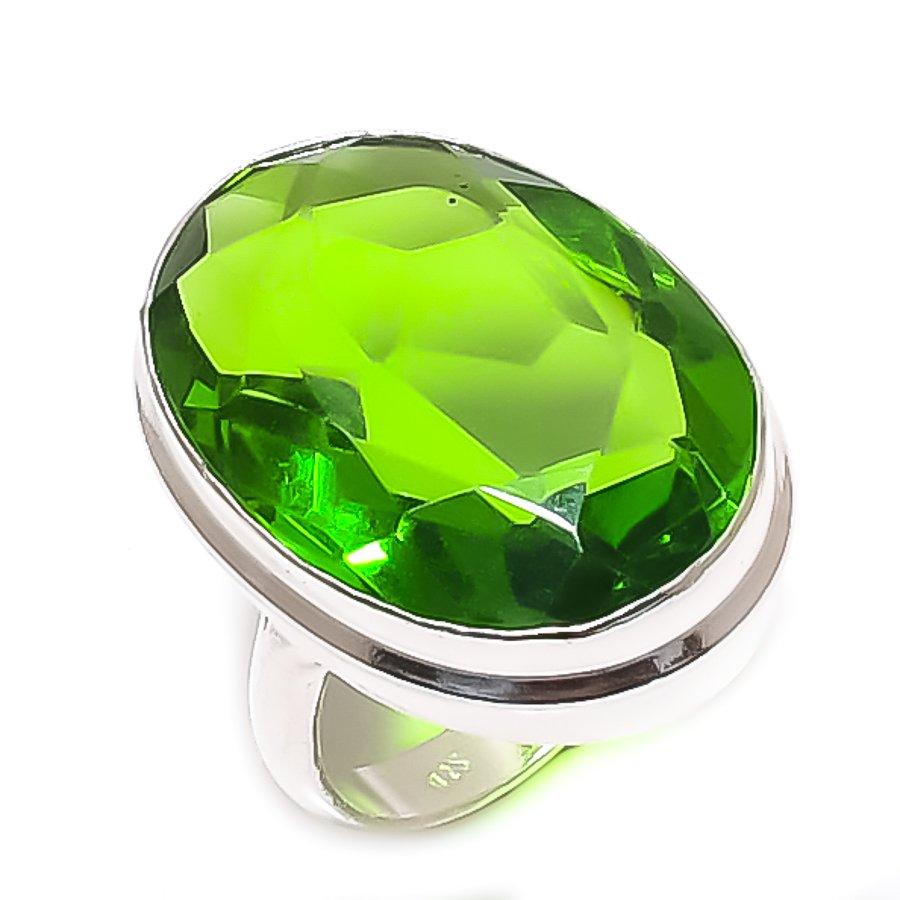 

Хризолит Драгоценный камень Ручная работа 925 Стерлинговое серебро Ювелирное кольцо Размер 6 P4h60