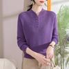 Women's V-Neck Knitted Sweater for Middle-Aged