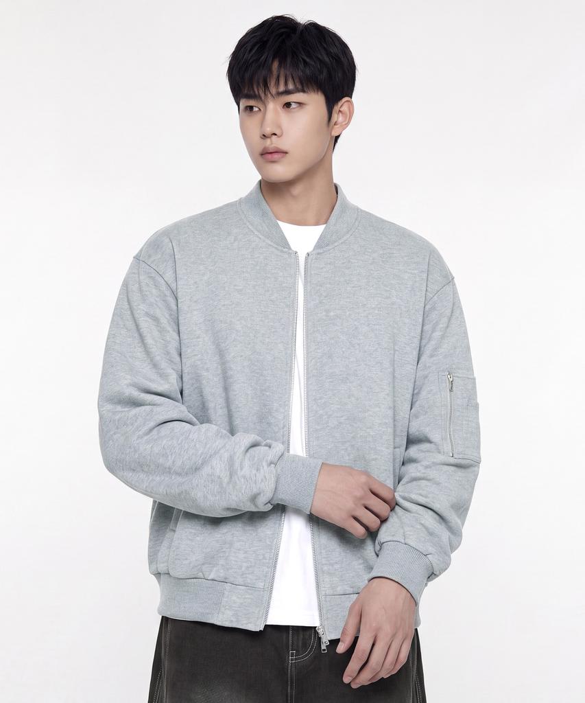 Agod Relax Sweat Bomber Jumper [Heather Grey]