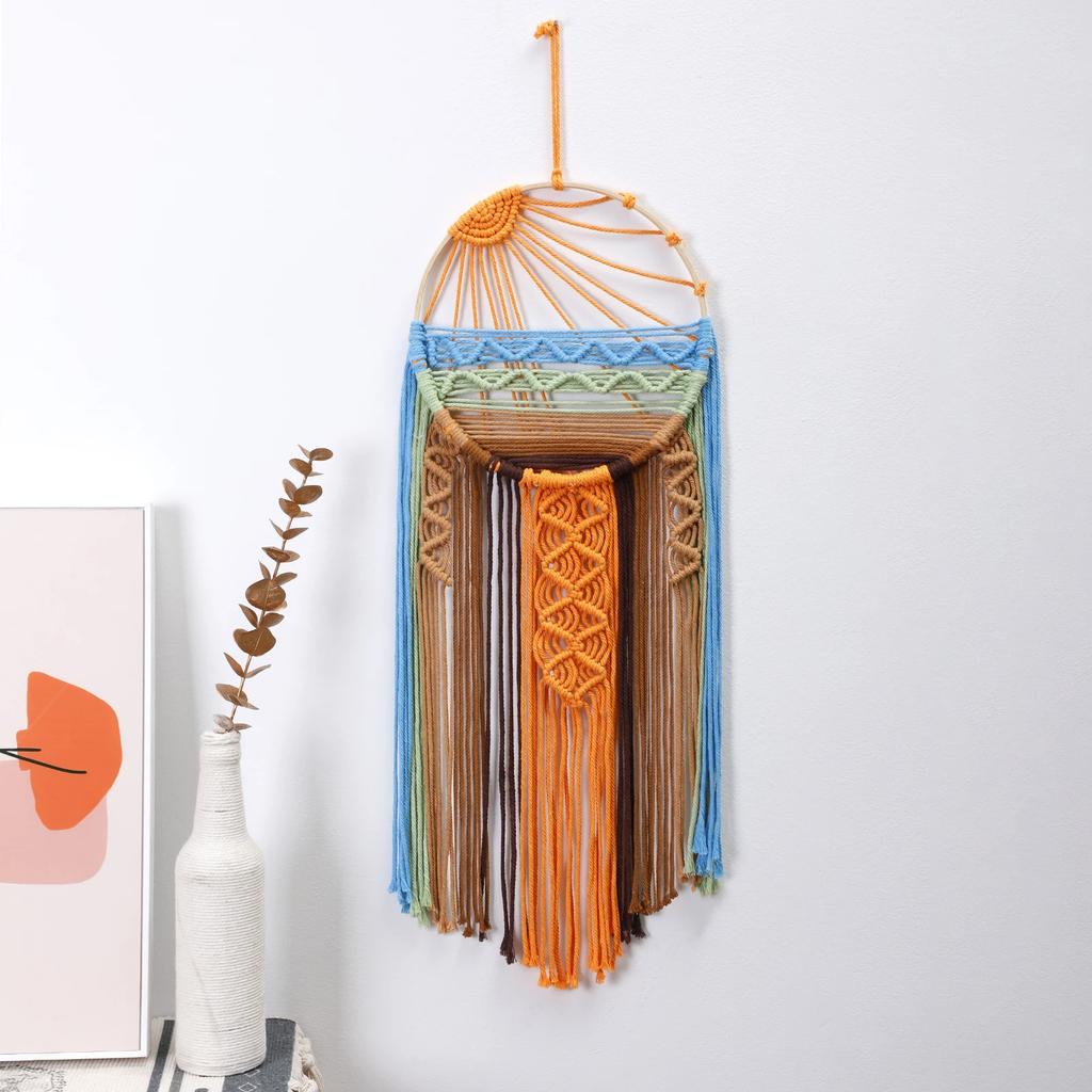 Macrame Dream Catcher Sunrise&Sunset Wall Decor Wall Hanging Decor Wall Art Boho Dreamcatchers for Bedroom Living Room Nursery