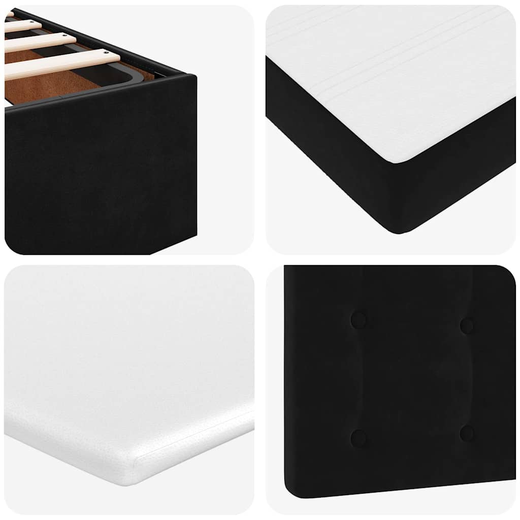 Ottoman Bed with Mattress Black 120x190 cm Velvet