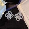 2026New Popular French Designer Four-leaf Clover Loop Women's Earrings V Gold Zirconia Light Luxury High-End Earrings