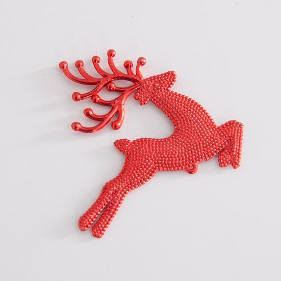 10Pcs Plastic Reindeer Hanging Ornaments Christmas Tree Glitter Elk Decorations Holiday Party Xmas Gifts