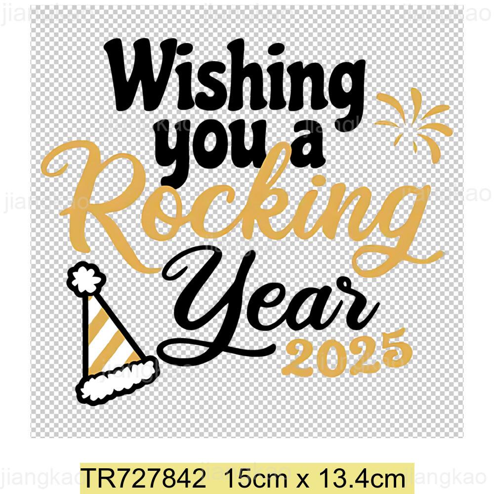 2025 New Year Patch for Clothing Iron-On Transfers for T-Shirt DIY Sticker Hello 2025 New Year Patch Heat Transfer Sticker