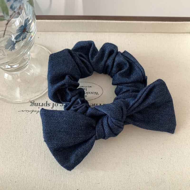 Denim Schleife Haargummi Blaue Stoff Einfach Vielseitig Koreanisch Neu Scrunchie Mode Haarschmuck