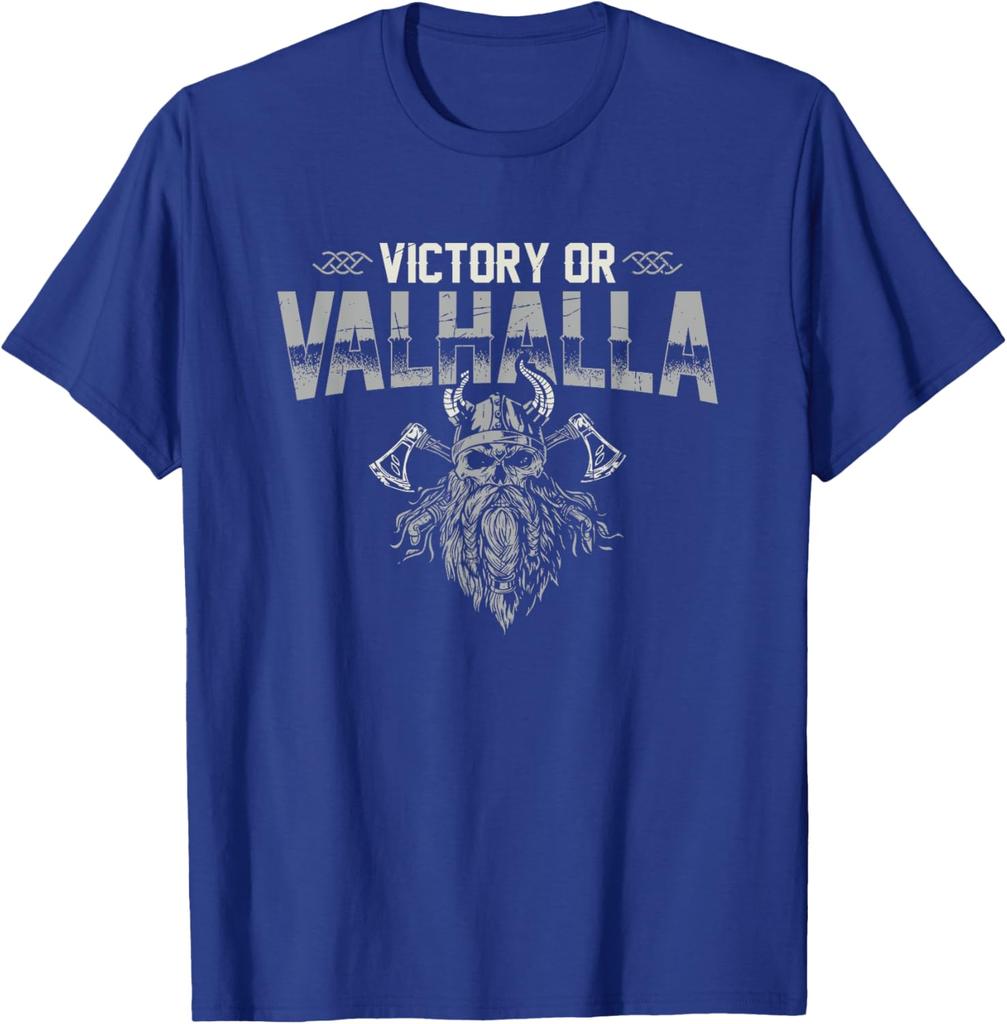 Victory or Valhalla Nordic Warrior Quote TShirt 100 Cotton ONeck Short Sleeve Summer Casual Mens Tshirt Streetwear