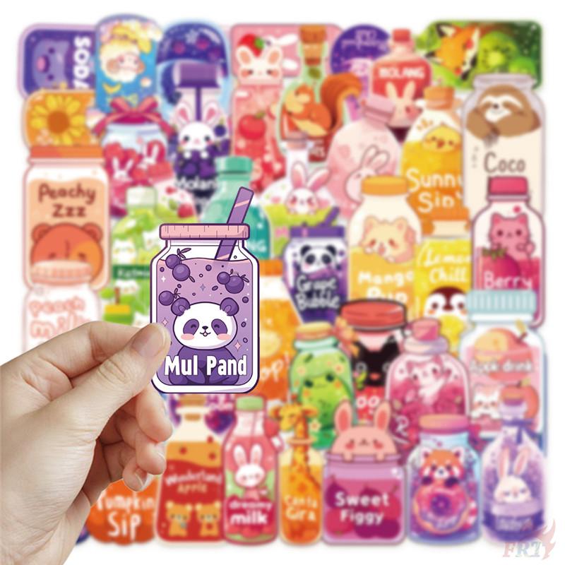 50Pcs/Set Funny Animals Juice Bottle Series 01 PET Stickers Waterproof DIY Fashion Doodle Decals Stickers